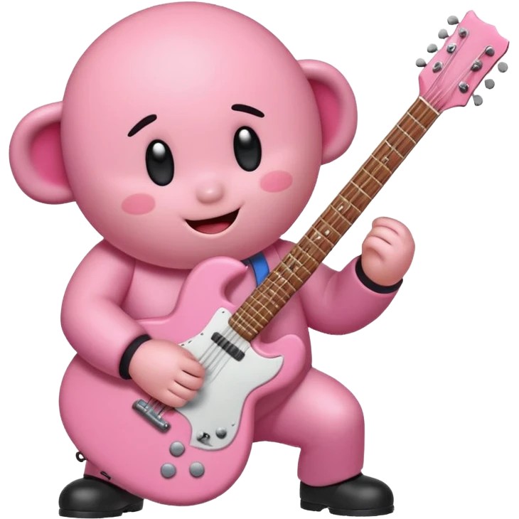 Kirby plays a base guitar emoji