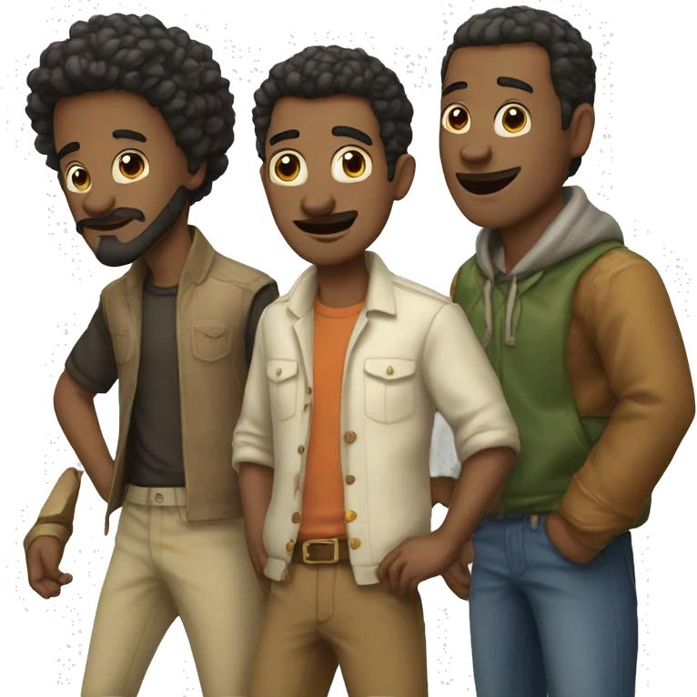 three crazy different mans and diferetent clothes emoji