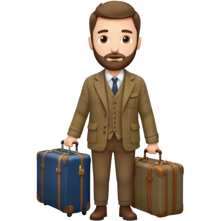 SCOTTISH MAN WITH STUBBLE BEARD TRAVELLING WITH SUITCASE AND BAGS emoji