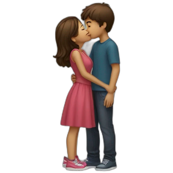 A girl kissing a boy emoji