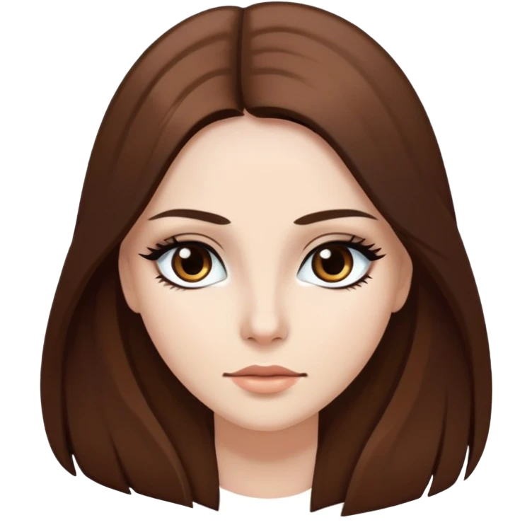 pretty long hair straight brown hair white skin baddie with black eyeliner and brown eyes emoji