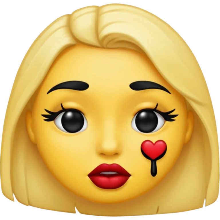 an emoji with black lipstick kiss marks on face emoji