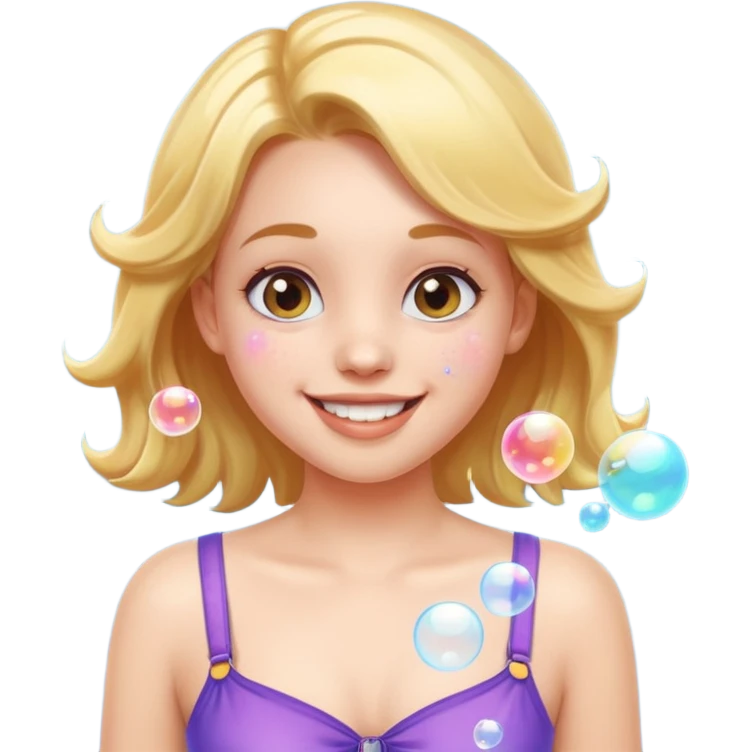 one girl with bubbles on  boob emoji