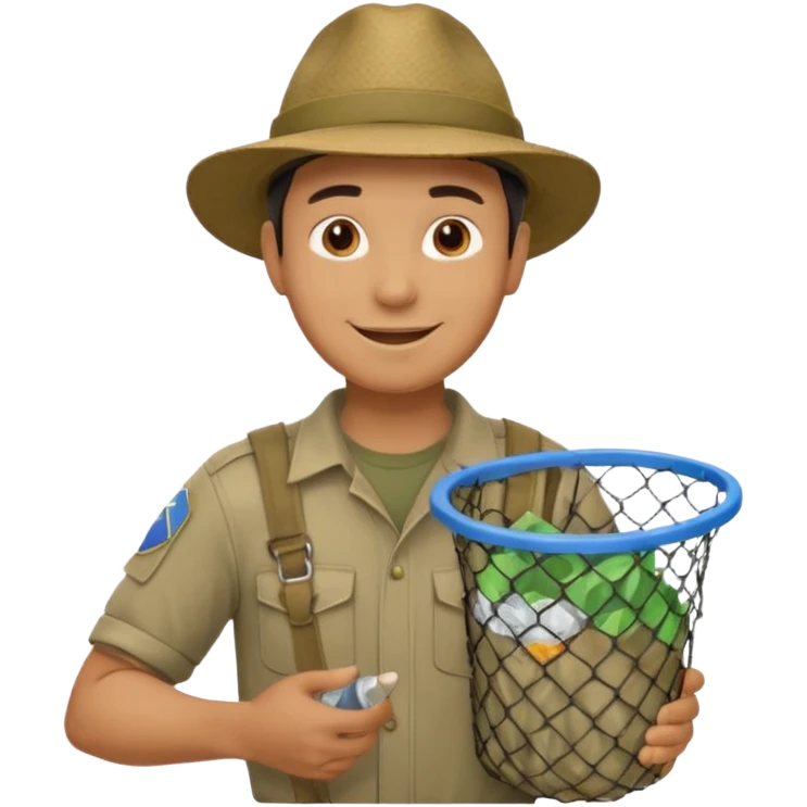 Explorer Man with big trash net emoji
