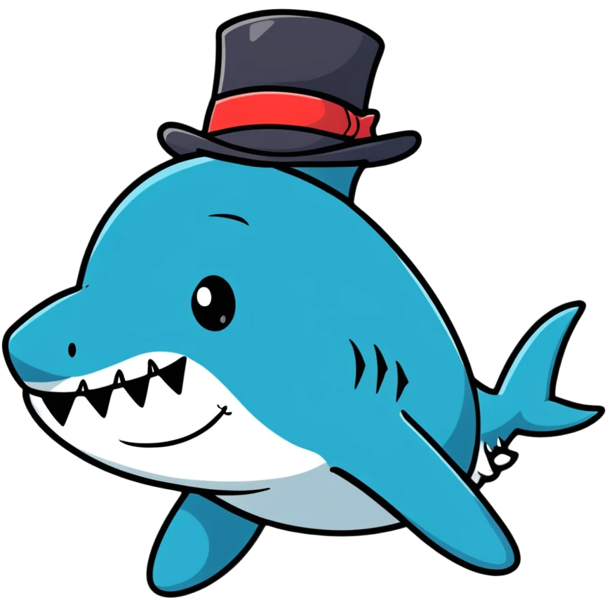 Shark with a top hat emoji