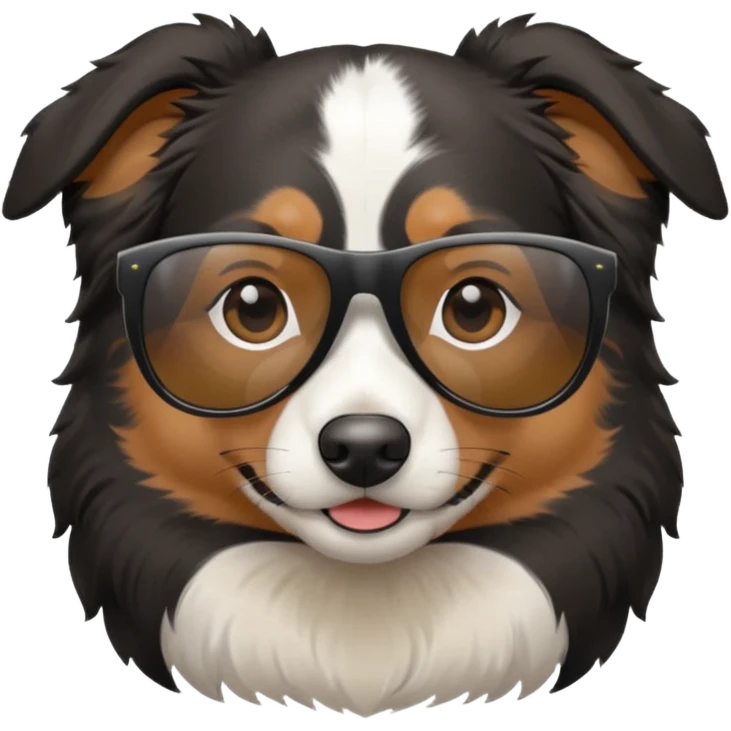 Black and white Aussie wearing sunglasses emoji