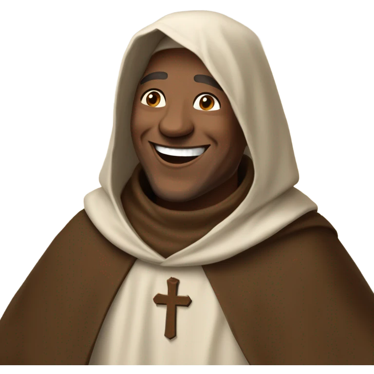 a Franciscan friar, dressed in traditional Franciscan clothing, smiling, laughing. emoji