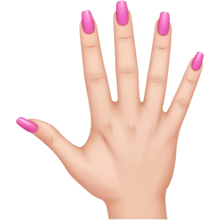 hand with pink nails done with five fingers  emoji