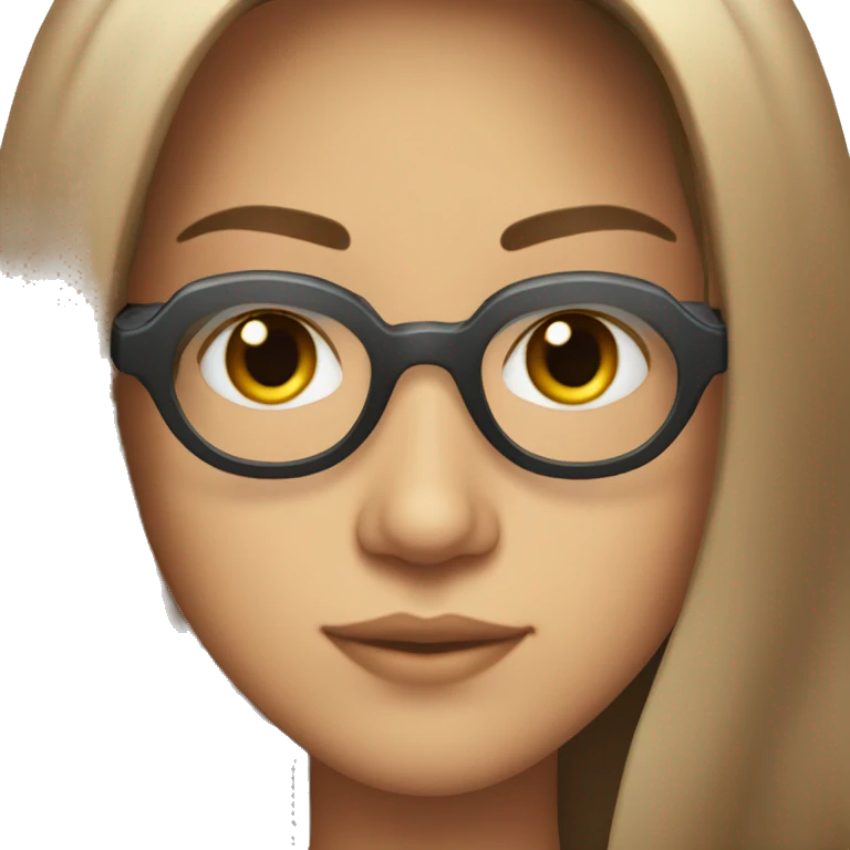 Long brown straight hair 30 year old with ocean eyes in clear octagonal frames emoji
