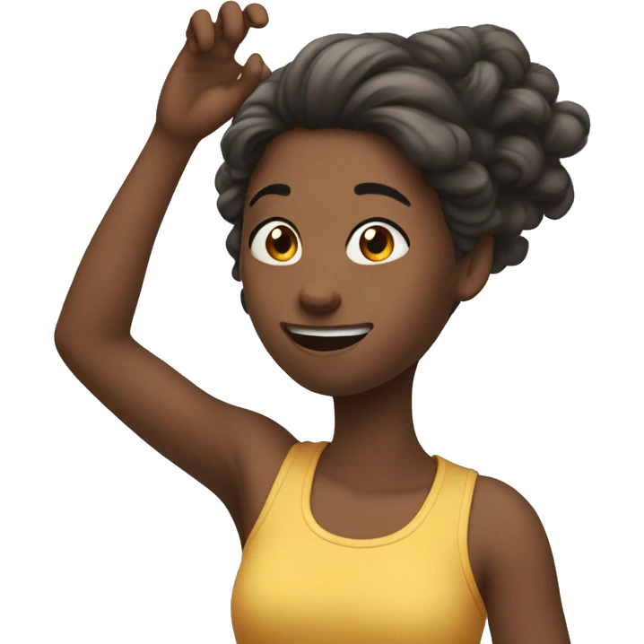 Girl flipping her hair to the side with her hand emoji