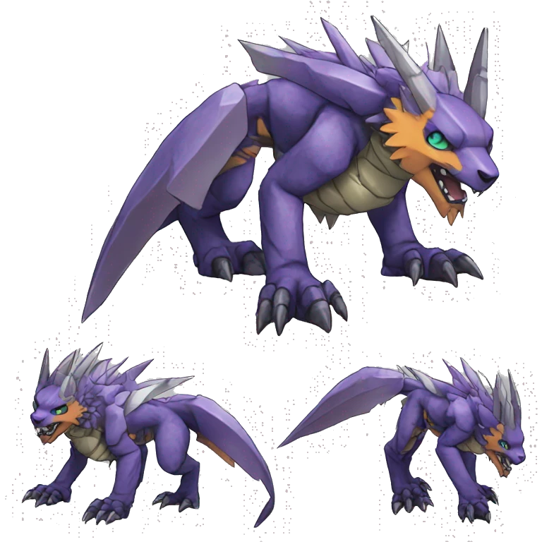  Cool Edgy Digimon-Fakemon-Garurumon-Loogamon with edgy markings full body emoji