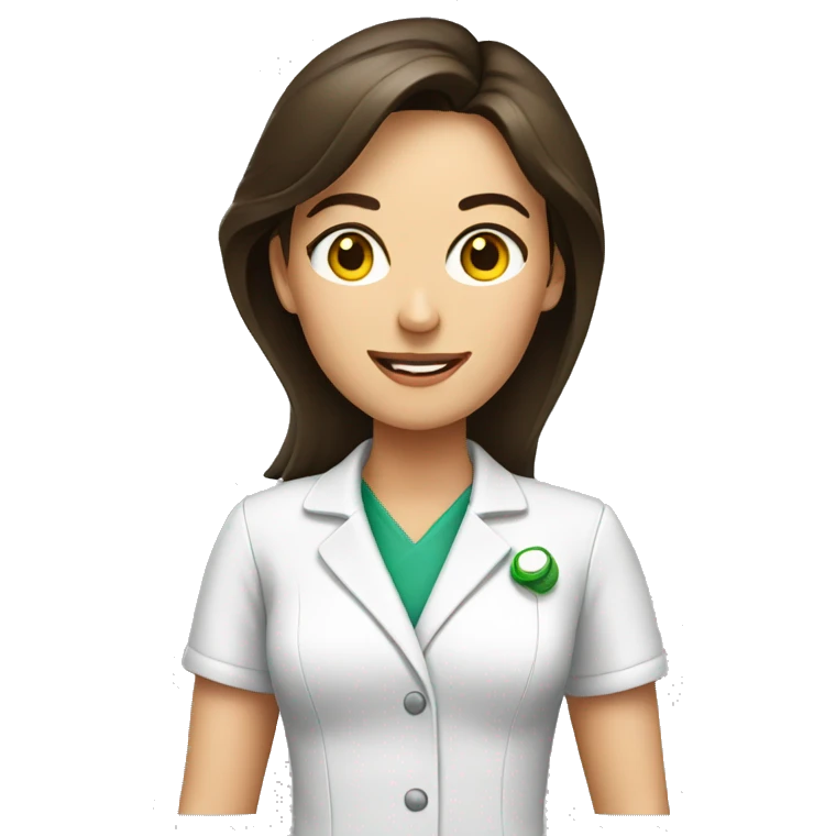 brunette female nutritionist, food emoji