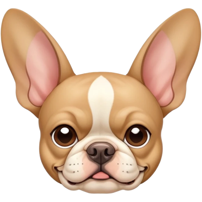 tan french bulldog head with distinctive bat ears and flat nose emoji
