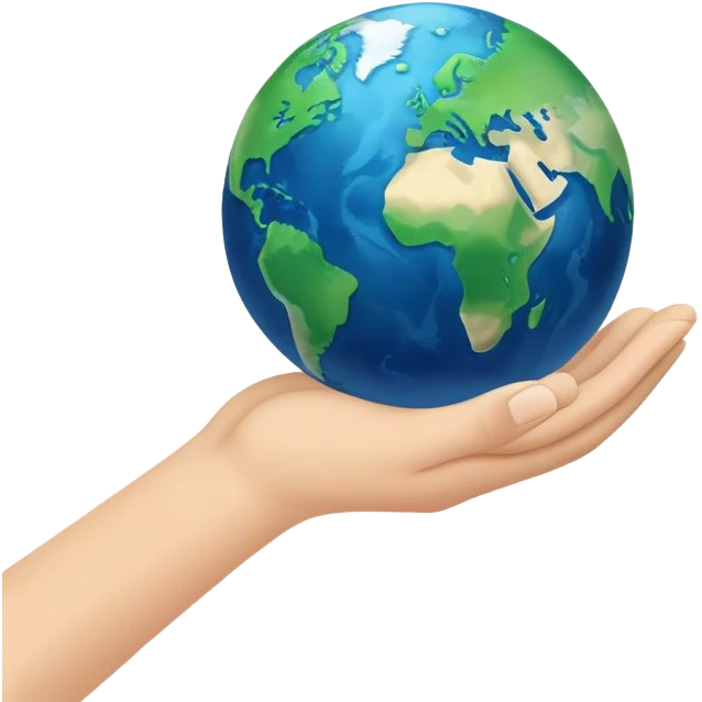Hand holding earth emoji