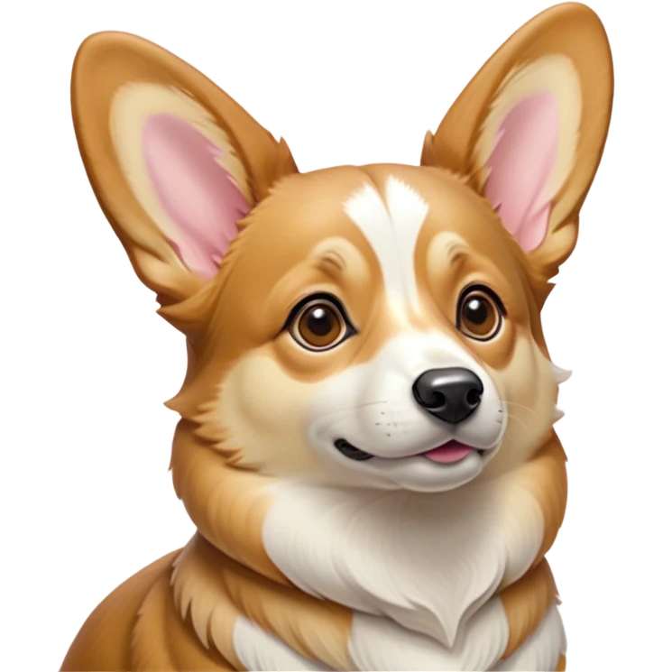 Cinematic Noble Fawn Corgi Portrait Emoji, Poised and regal, with a sturdy, compact build, a smooth fawn coat accented by crisp white markings, and low-set, perky ears, deep-set soulful brown eyes, Simplified yet sharp and sophisticated features, highly detailed, glowing with a soft, dignified glow, high shine, intelligent and loyal, stylized with an air of determination, focused and attentive, soft glowing outline, capturing the essence of a watchful and confident herder, so majestic it feels as though it could trot out of the screen with effortless authority! emoji