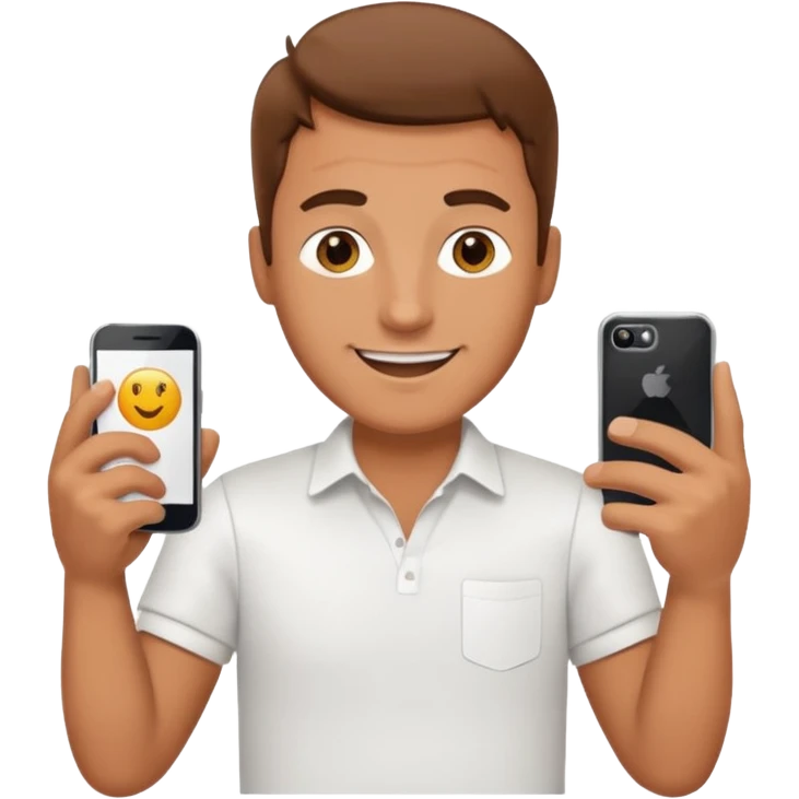 happy man leaving review on google on one phone emoji