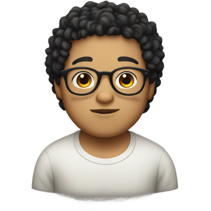 boys with curly and black hair,fat with glasses emoji