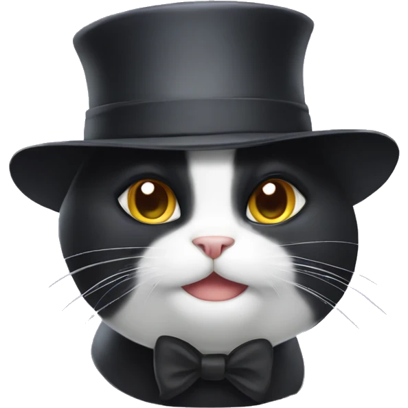 Tuxedo Cat with a hat emoji