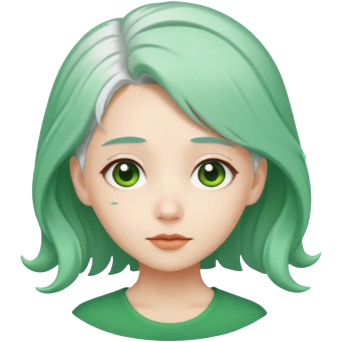 girl with white  green hair clip emoji