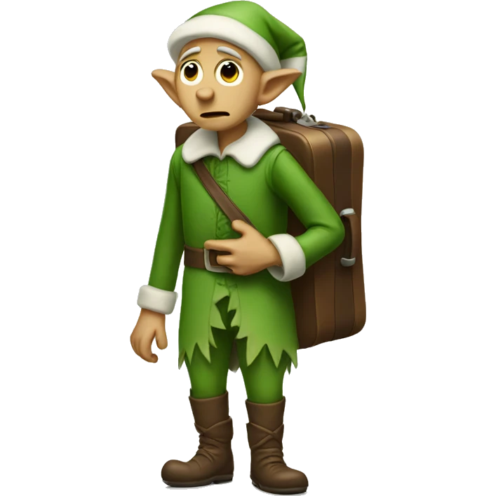 Sad Elf with suitcase emoji