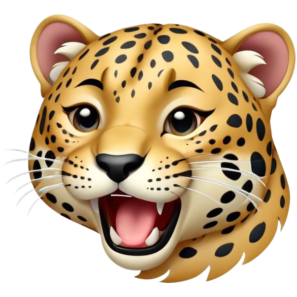 cinematic-realistic-yawning-young cutee jaguar-portrait-emoji,-head-tilted-slightly-with-a-dramatic,-wide-open-yawn,-showcasing-a-lithe,-graceful-build-with-distinctive-rosette-patterns-and-sleepy,-half-closed-eyes,-simplified-yet-irresistibly-adorable, realistic emoji