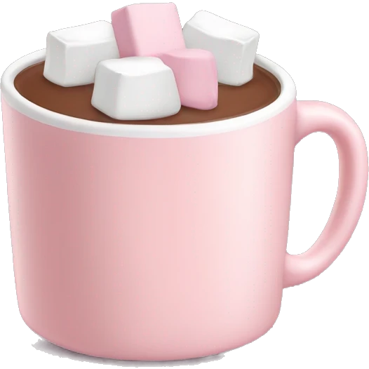 Light Pink mug of hot chocolate with marshmallows  emoji