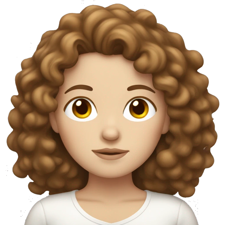 white girl with brown curly hair sleeping emoji