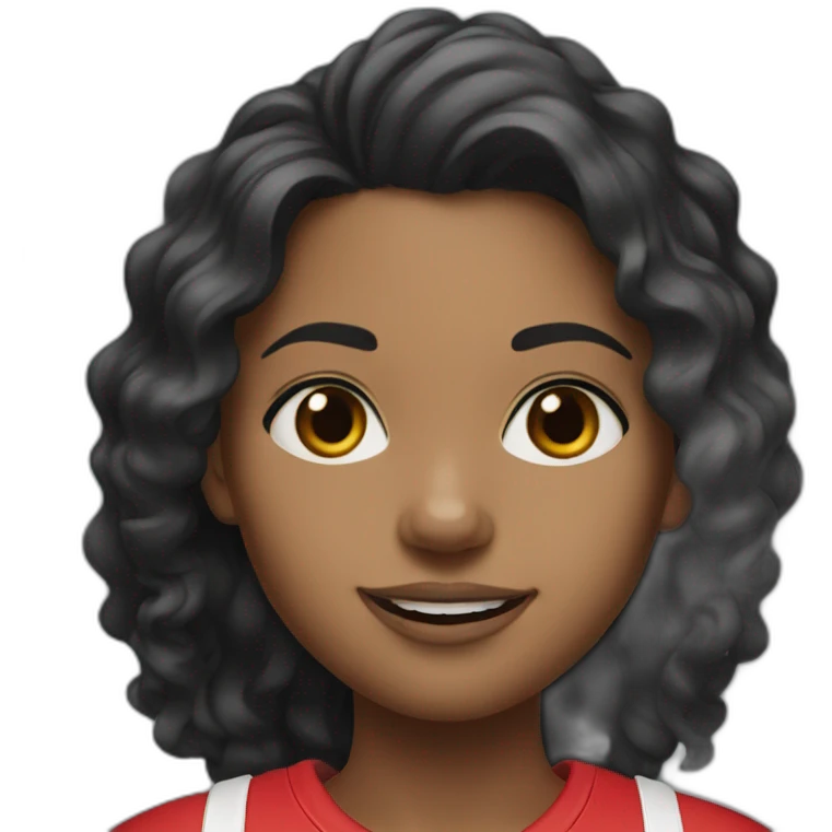 A girl wearing Jordan chose with a wavy black hair emoji