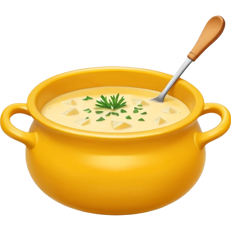 cheese soup with garlic, in yellow bowl emoji