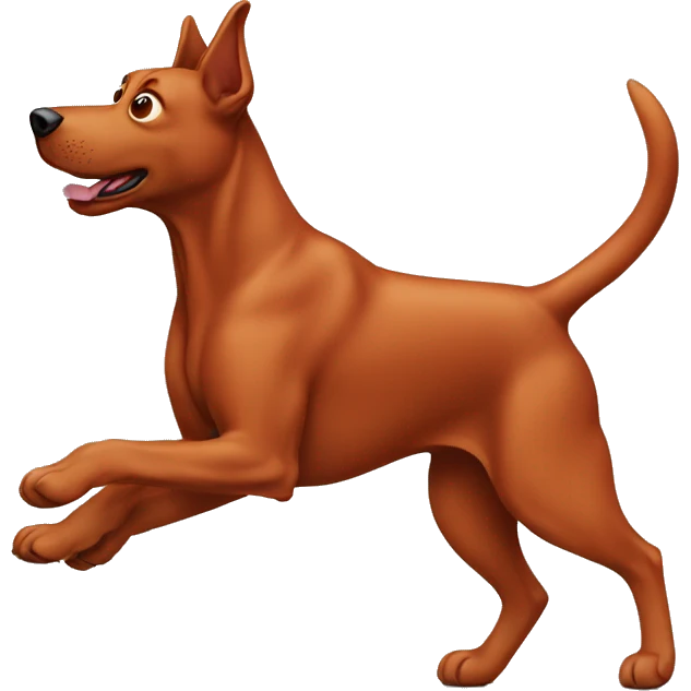 solid red dog with pointed ears running emoji