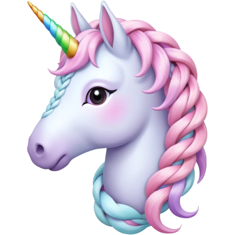 braided unicorn wiith big visible braids emoji
