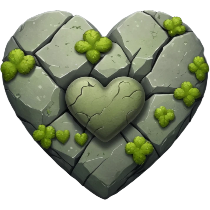 Slightly mossy heart shaped rock emoji