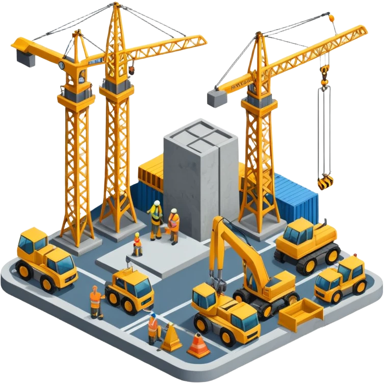 isometric construction site of airport emoji