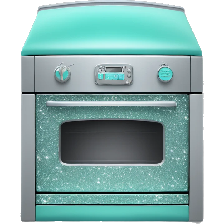 Realistic tiffany blue and silver diamond glitter oven. emoji