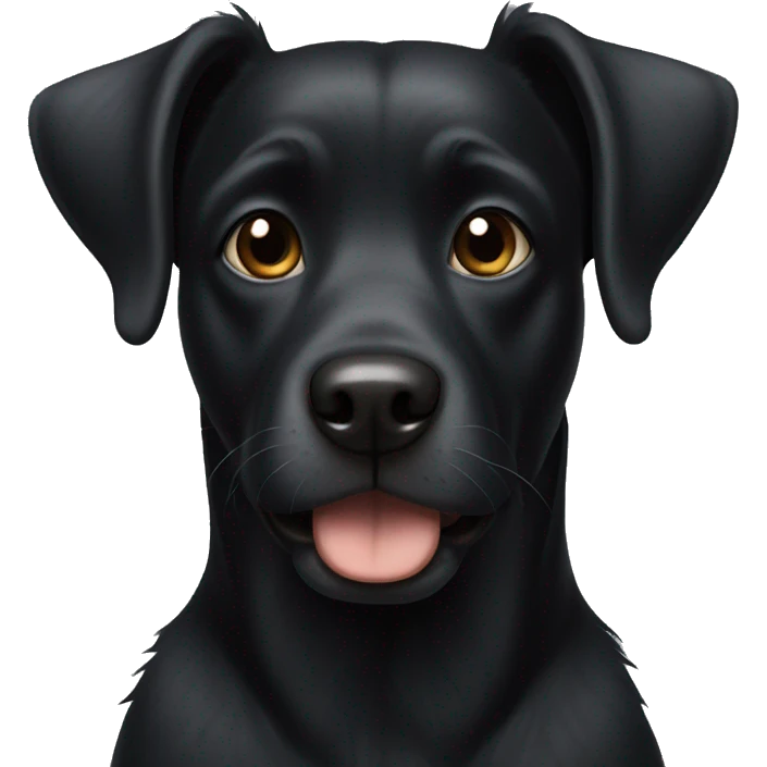 Black dog with one ear up and one down emoji