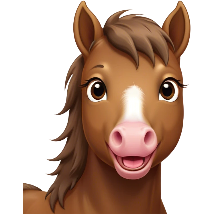 Cinematic Comical Brown Welsh Pony Portrait Emoji, Head tilted dramatically with an exaggeratedly amused expression, featuring a robust, glossy brown color, wide, comically expressive eyes full of playful disbelief, and a subtly animated, perky head, Simplified yet hilariously expressive features, highly detailed, glowing with a slightly sassy earthy glow, high shine, dramatic yet playful, stylized with an air of cheeky equine mischief, soft glowing outline, capturing the essence of a meme-worthy brown Welsh pony that looks ready to trot its way into viral fame! emoji