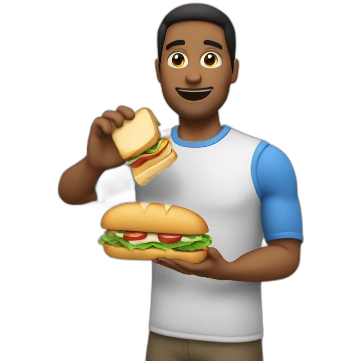 Un pelado comiendo un súper sandwich emoji