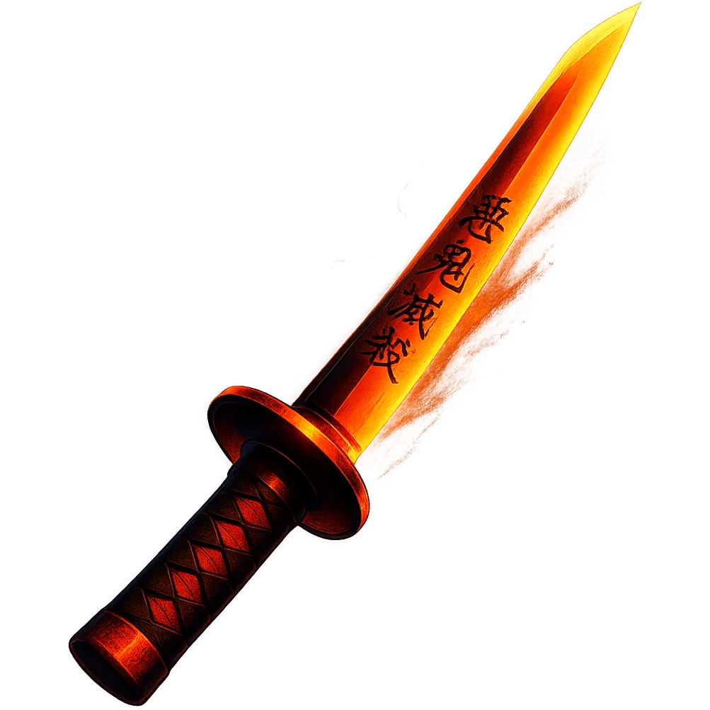 Nichirin blade from Demon Slayer anime, stylized with dramatic lighting, vibrant colors emoji
