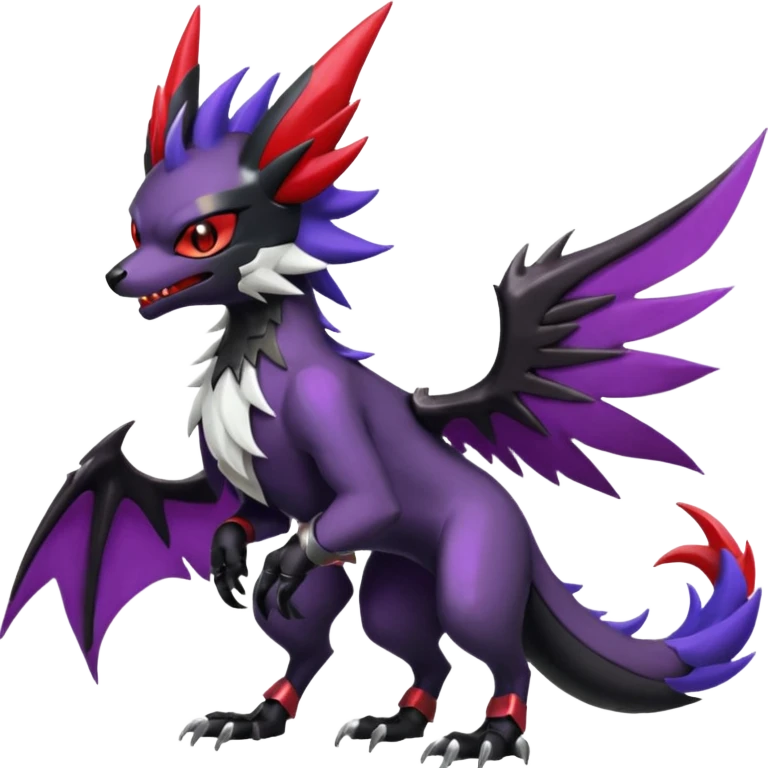 Shiny Noibat-Noivern-Mightyena-Silvally-Fakémon-hybrid-creature (full body)  emoji
