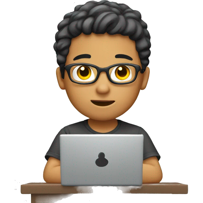 a boy who use a  computer emoji