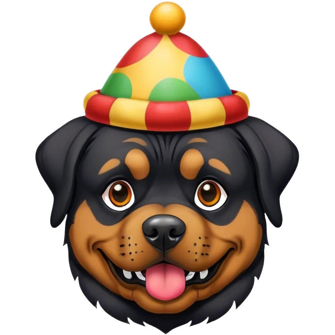 Rottweiler wearing a Clown hat. emoji