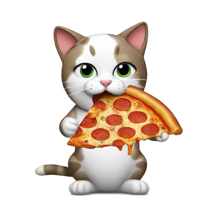 Cat eating pizza emoji