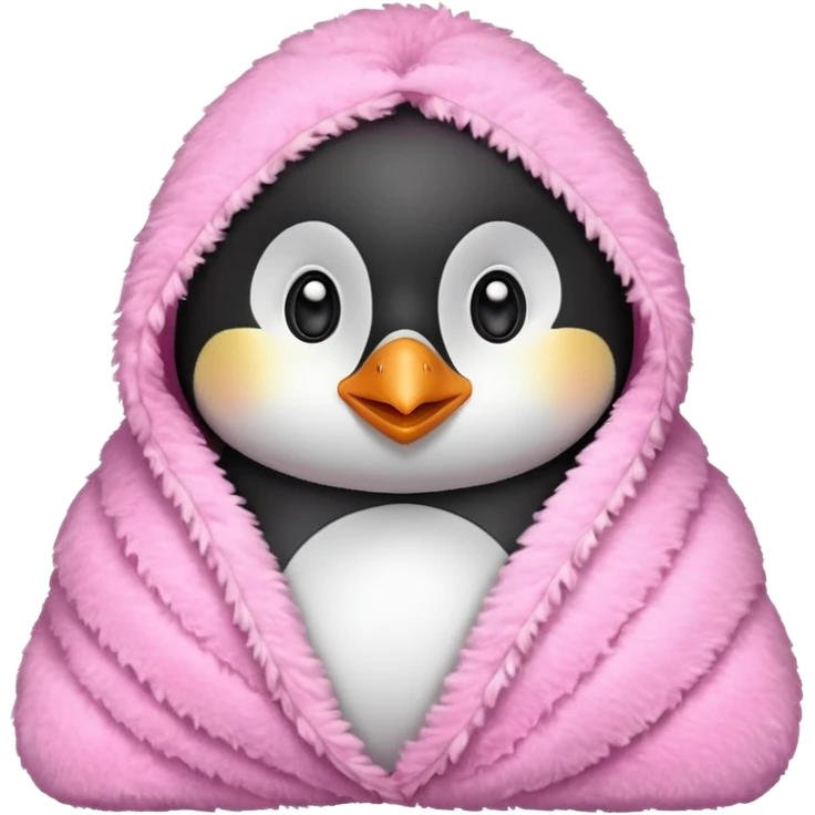 Cute penguin wrapped on pink blanket emoji