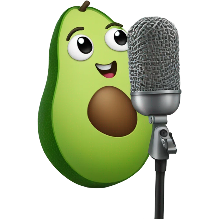 avocado standing in front a microphone emoji