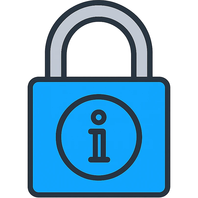 modern icon style padlock representing information security, blue and gray colors, trustworthy appearance emoji