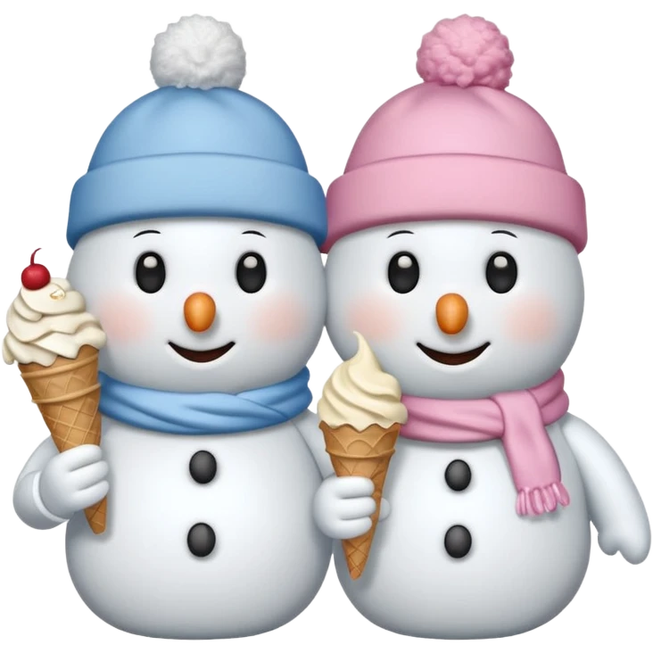 snowmen wearing cap with ice cream emoji