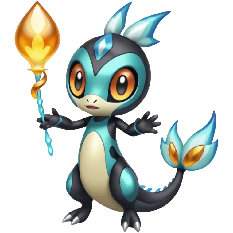 Splash-patterned emotional sparky sparky boom boom painful Meloetta-Guilmom-Salandit-Trico-Pokémon-Fakémon-fusion-hybrid-creature emoji