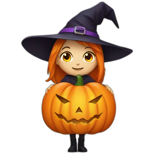 A witch with a pumpkin emoji