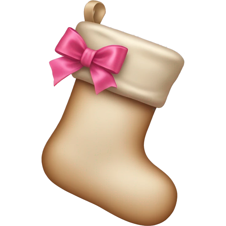 Beige Christmas stockings with pink bow on top emoji