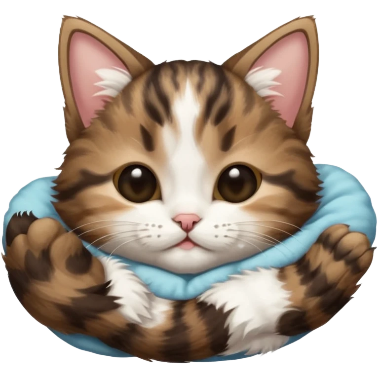 dark brown tabby and white kitten upside down sleeping emoji